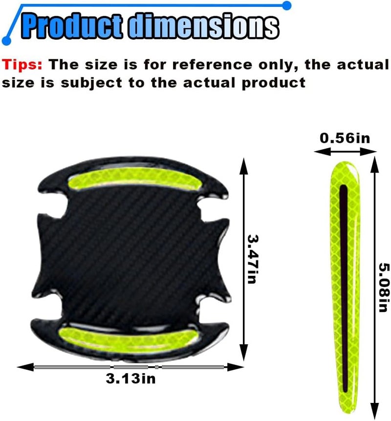 BDZMC 8PCS Reflective Car Door Handle Protector Sticker, Carbon Fiber Auto Handle Cup Paint Guard Protective Film, Anti-Scratches Bowl Sticker, Self-Adhesive & Non-Marking (Green) - Image 2